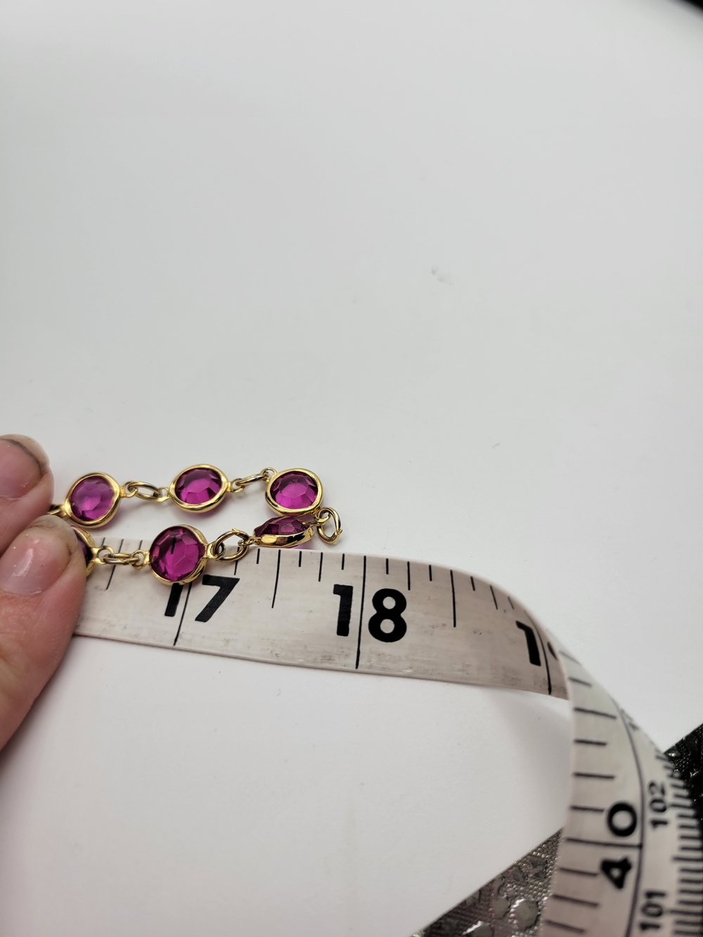 Vintage Light pink circle gold tone Crystal Long Neckalce - Picture 6 of 6